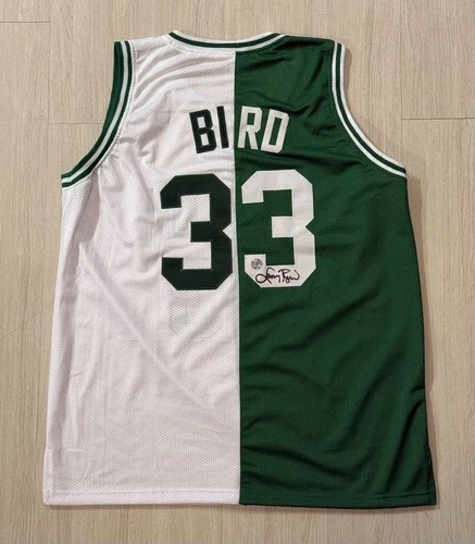 Larry Bird Autographed Home/Away Split Jersey COA Hologram Boston Celtics NBA