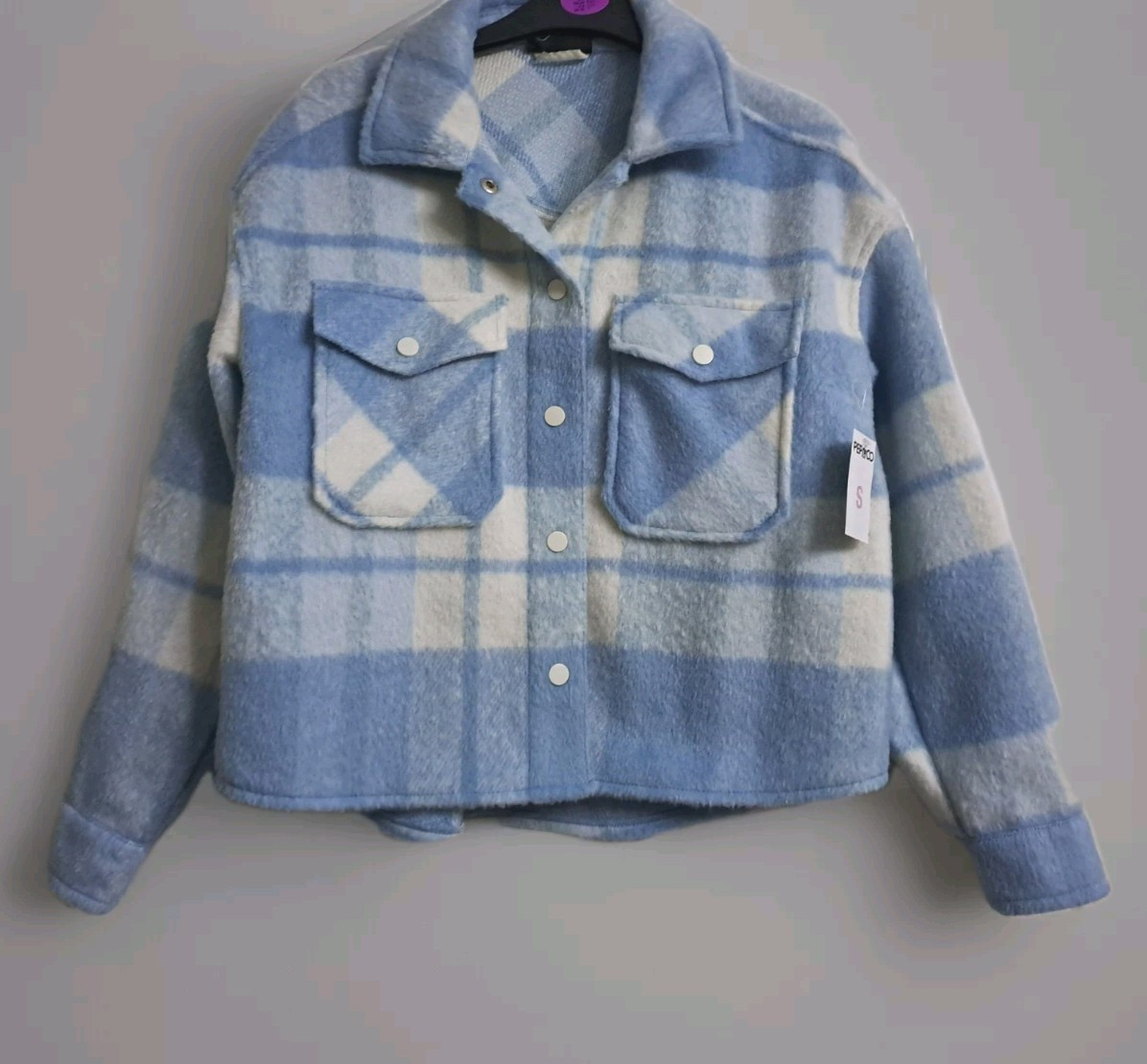 Pep And Co. Blue And White Check Shacket Size S