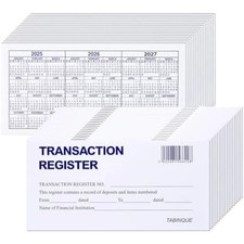 24 PCS Check Registers for Personal Checkbook, Easy to Read Checkbook Register