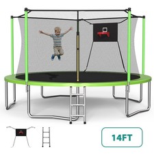 14FT Trampoline ,Sports Fitness Trampolines with Enclosure Net