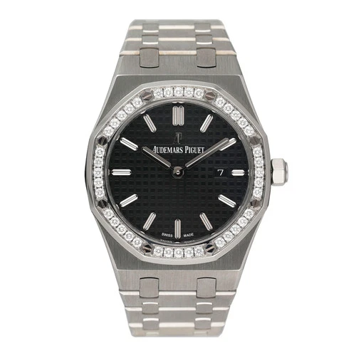 Audemars Piguet Royal Oak 67651ST Diamond Black Dial Ladies Watch