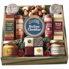 Holiday High Notes Gift Basket Assorted Summer Sausage Meats and Cheeses, Cho...