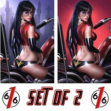 🔥🦇 VAMPIRELLA 2 JOSH BURNS 616 60s Retro Virgin Motorcycle Variant Set LTD 500