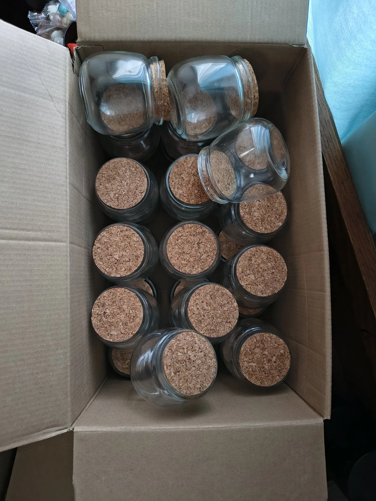 Lot Of 31 - 7oz Glass Jars With Cork Lids