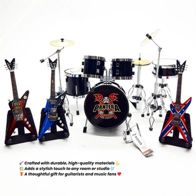 Mini Drum Set with Razorback Style Guitar   Dimebag Inspired