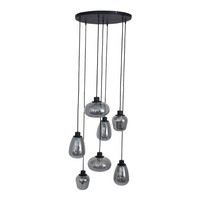 HäNgelampe Esszimmer Glas Metall Schwarz Rauchgrau Ø50 Cm Pendelleuchte Blendarm