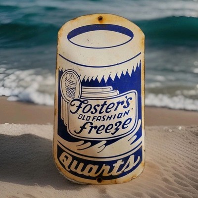 Vintage Foster's Freeze Porcelain Sign Dairy Queen California 12'' X 6''  Gas Oil 