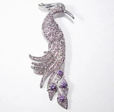 PHOENIX LILAC AUSTRIAN RHINESTONE CRYSTAL BROOCH PIN LG