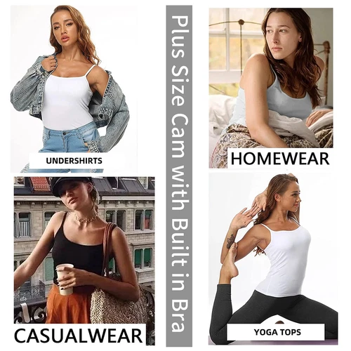 Damen Unterhemd BH-Hemd Basic Eingebauter BH Bügelloser Gepolstert Tank Tops DE - Bild 7 von 19