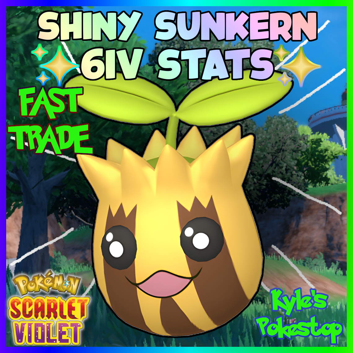 ✨ 6IV SHINY SUNKERN ✨ POKEMON SCARLET & VIOLET EV BATTLE READY
