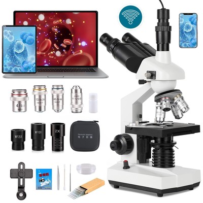 Compound trinocular Microscope, 40X-5000X Magnification, Research Grade trino...