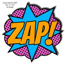 Vintage Style Metal Sign ZAP Comic Pop Art Cut Out Nostalgic 14.5x14.5