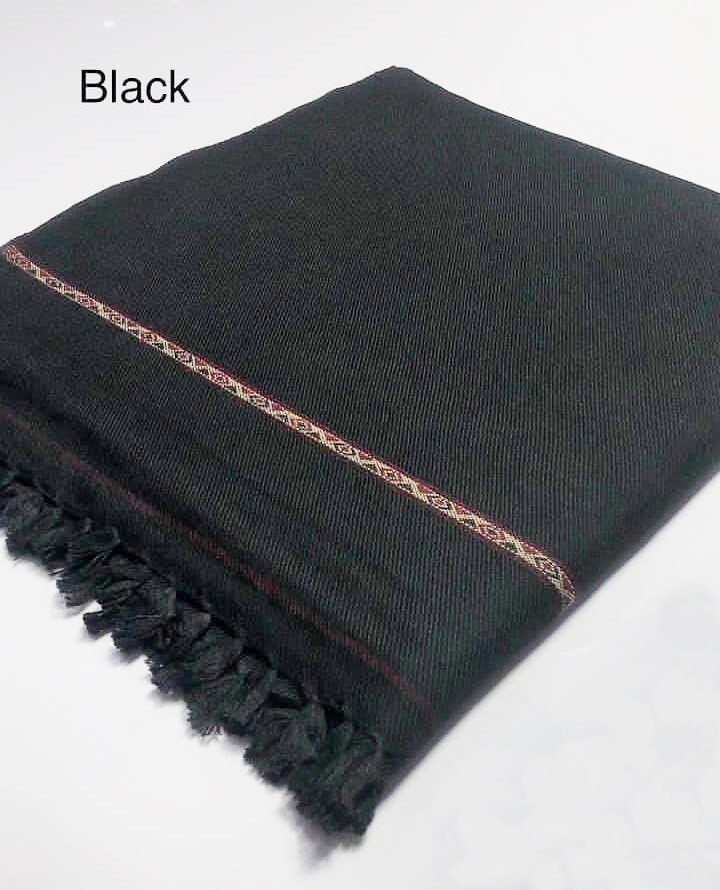 マフラー・ストール PATOU Scarf - PATOU - Wool - Black AFGHAN PATOO HANDMADE COZY SAWATI WOOL SOLID PASHTUN SHAWL