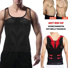 Men's Compression Shirt to Hide Gynecomastia Moobs Slimming Body Shaper Tops New