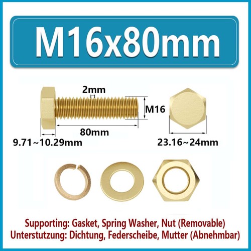 Tornillos hexagonales de latón M3 ~ M16 con tuercas y arandelas y pernos completamente roscados - Imagen 95 de 97
