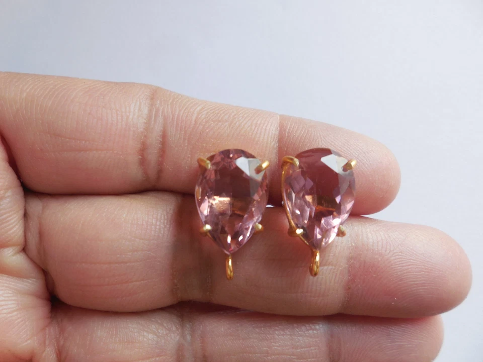 Hydro Purple Quartz Ear Post, Bezel Set, Gemstone Stud Connector, Jewelry Making - Image 4 of 4
