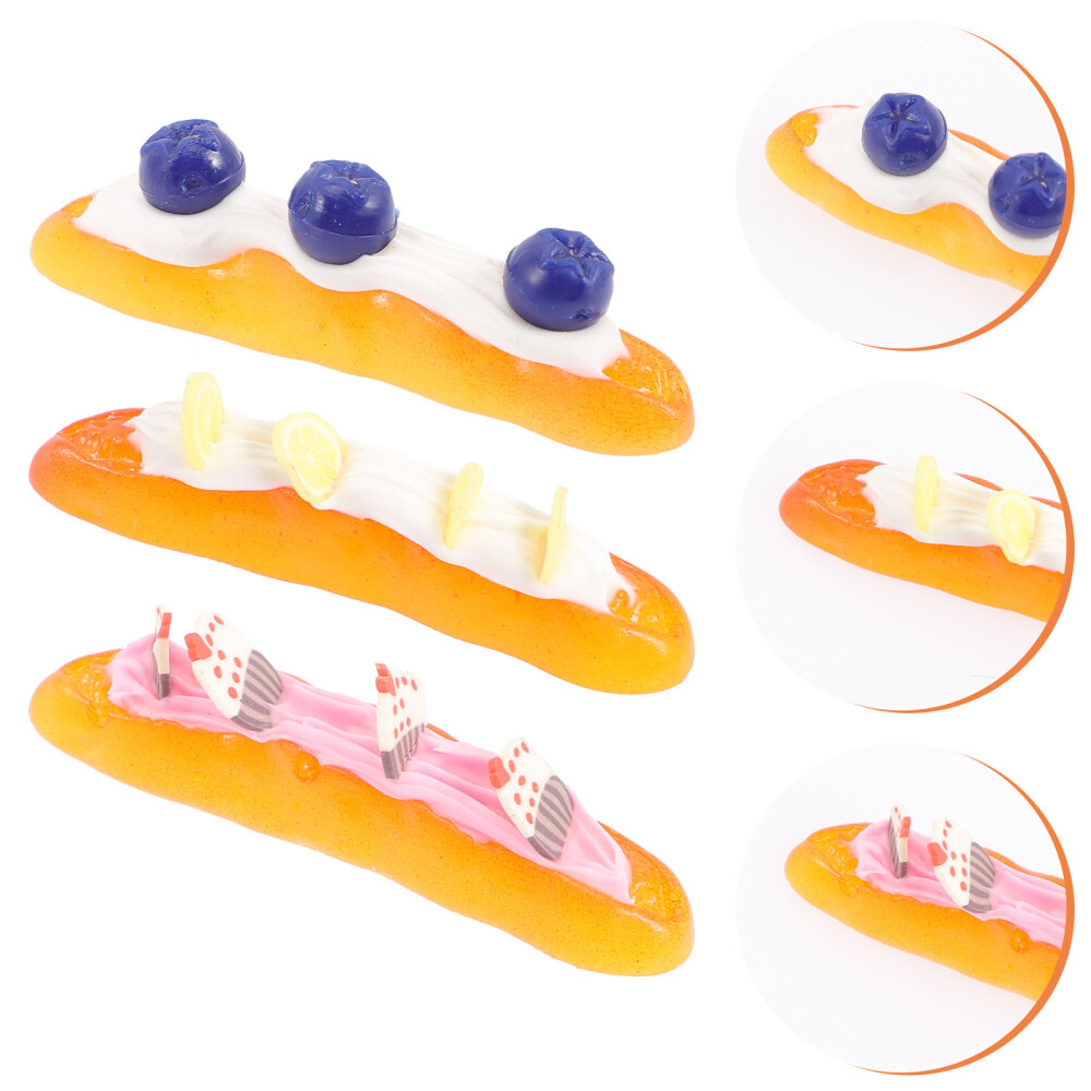 3 Pcs Butter Bread Model Pretend Play Game Simulation Food Toy Child