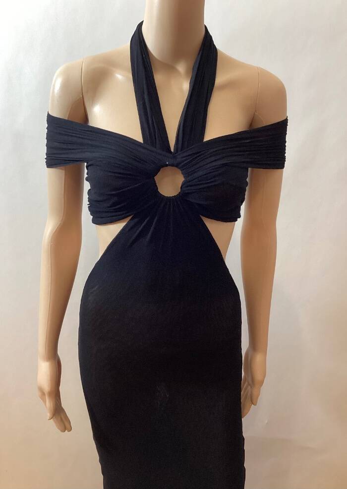 JEAN PAUL GAULTIER SOLEIL SS 1999 CUTOUT SHEER MESH BODYCON MAXI