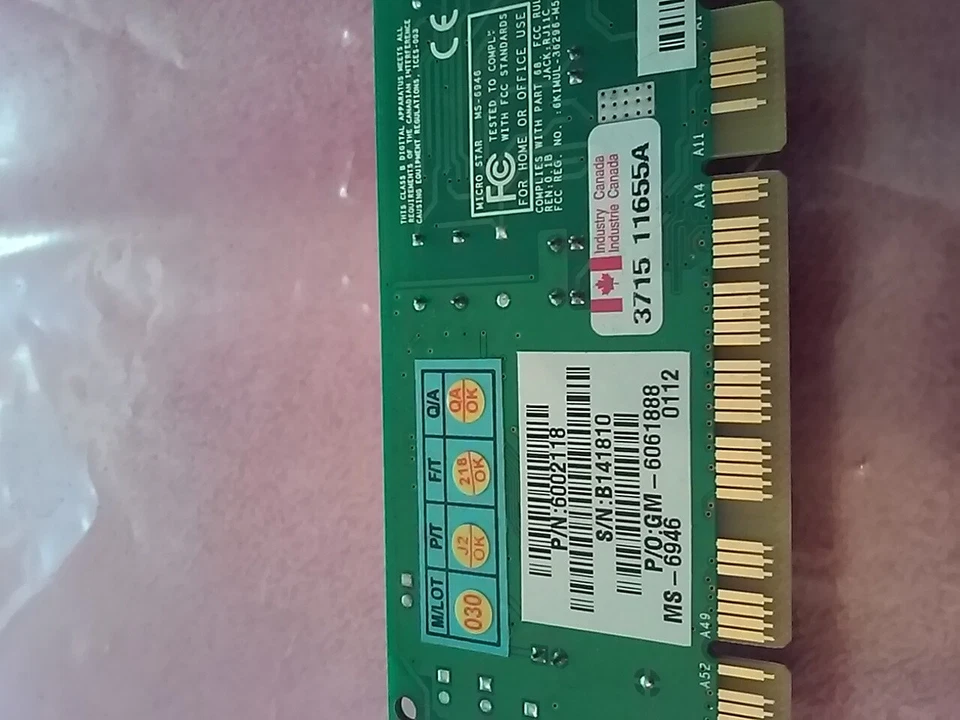 Gateway ELP 500c MicroStar 6002118 MS-6946 PCI Desktop Modem   - Image 2 of 2