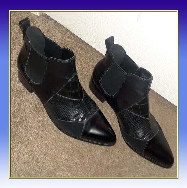 COACH size 9 Patchwork Leather Black ankle boots … - image 1