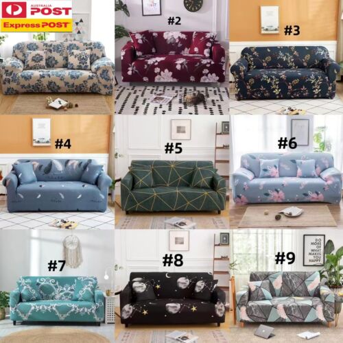 Sofa Covers High Stretch Lounge Slipcover Floral Leaf Pattern 1 2 3 4 Seaters Co - Picture 1 of 34