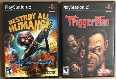 Destroy All Humans / Trigger Man - Lot of 2 PS2 Video Games - Tested Manuals CIB