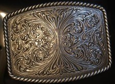 Nocona Rectangle Western Floral Scroll Belt Buckle 37003