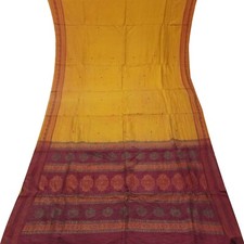 Namaste Vintage Orange Sarees 100 Pure Silk Woven Indian Sari 5YD Craft Fabric
