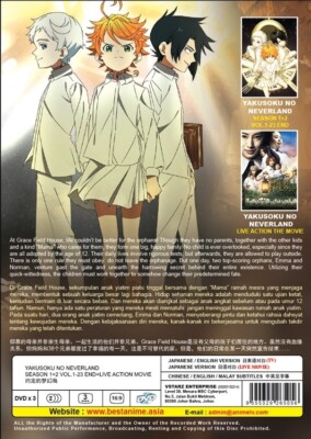 DVD Anime Yakusoku No Neverland Season 1+2 (1-23 End) +Live Action