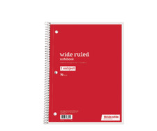 NEW Office Depot Spiral Notebook, 8" x 10-1/2", Wide Ruled, 70 Sheets, Red