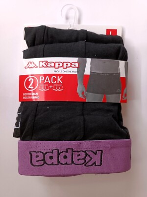 Kappa Herren Unterhosen kurze Shorts Boxershorts 2er Pack Schwarz-Violett -Neu