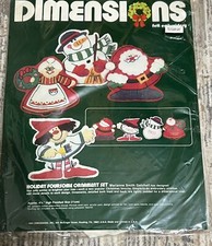 Vtg 1984 Dimensions Felt Embroidery Kit 9512 "Holiday Foursome Ornament Set"