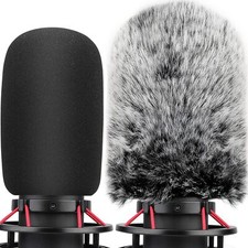 Foam And Furry Wind Cover Combo For Hyperx Quadcast And Quadcast S Mic