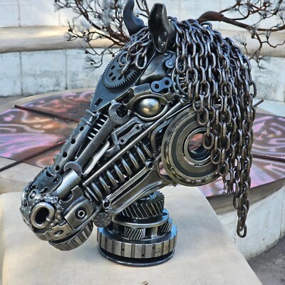 Horse Head Statue | Handmade Art | Scrap Metal Sculpture | Made To Order