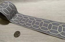 SAMUEL & SONS Sakiori Embroidered Border Porcelain 2.5” Passementerie Trim BTY