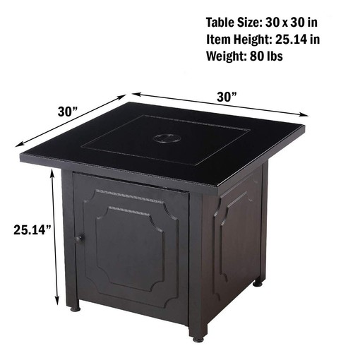 Endless Summer 30" Outdoor Propane Black Glass Top Fire Pit (White Fire