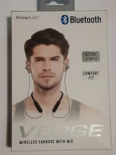 Prime Audio Bluetooth VERGE Wireless Earbuds With Mic - Silver/Black - Sealed 