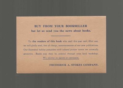 Frederick A Stokes Company Publishers Orig Vintage early 1900s Advertising Card