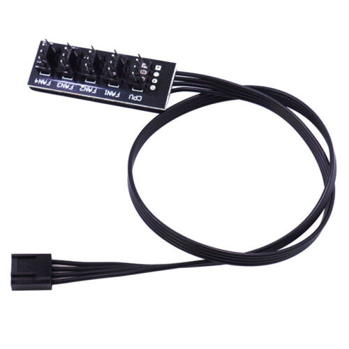 1 To 5 4-Pin PWM CPU Fan HUB Cooling Splitter Adapter Braided Power Cable 40c_si - Picture 1 of 6