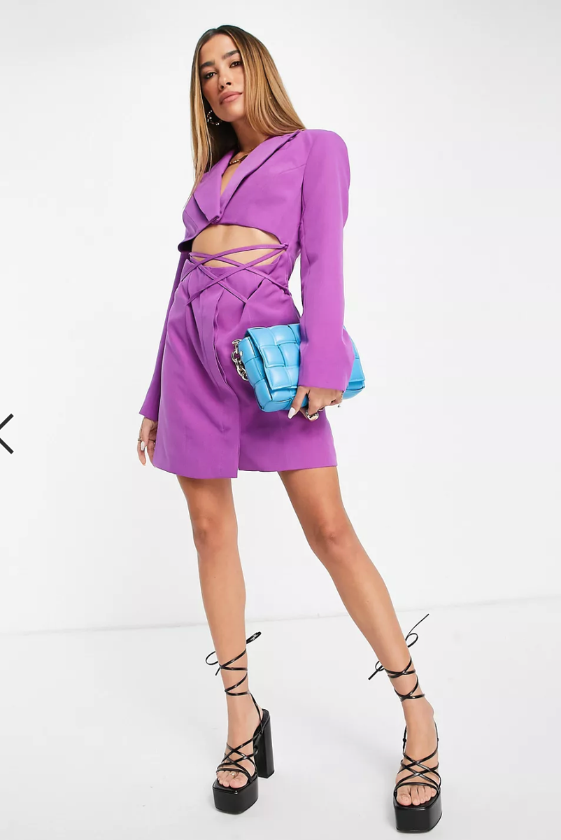 Women's Topshop Cut Out Blazer Dress In Purple Size 6 | eBay