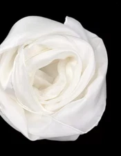 100% Silk 25" Square Scarf -White