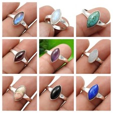 925 Sterling Silver Natural Gemstone Handmade Stunning Rings Woman Gift Band