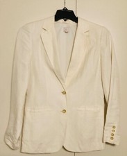 The Cambridge Linen Blazer Womens Cream Blazer 8 Lined Pockets Mid Length