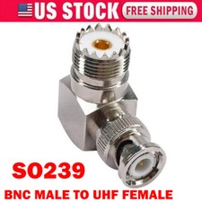 BNC Male to UHF Female SO239 Right Angle 90 Degree Deg RF Connector Adapter USA
