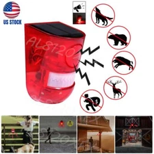 Solar Alarm Strobe Light Lamp Motion Sensor Waterproof Sound Security Outdoor