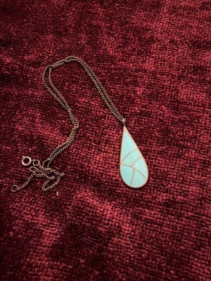 Sterling Silver Pendant N. LEE SIGNED Turquoise Southwestern Native (1)