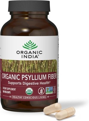   Organic India Organic Psyllium Fiber 180 Veg Caps Digestive Health Exp 11/26