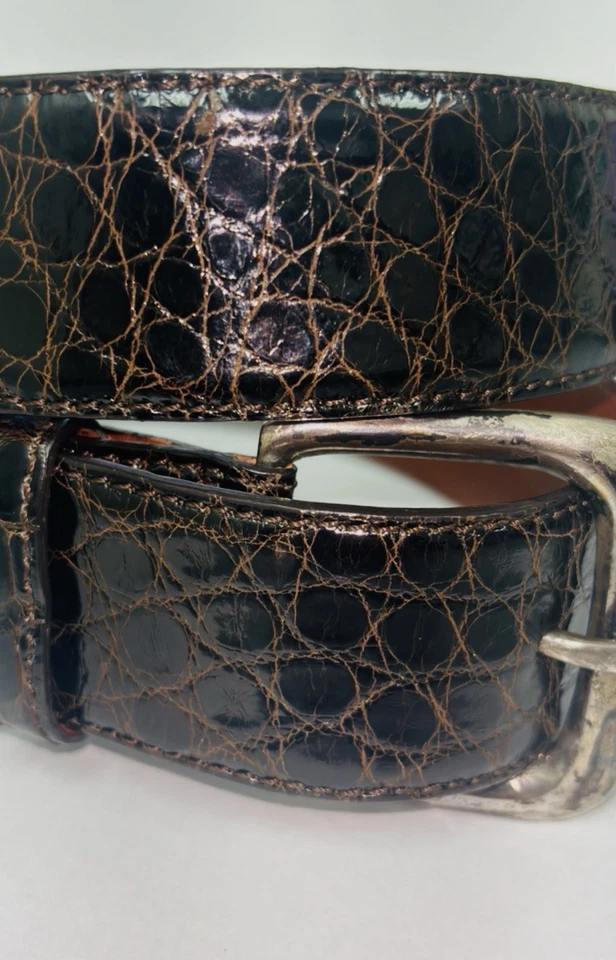 Cinturón de cocodrilo americano vintage 1985 Ralph Lauren para hombre con hebilla de ley 925 Foto 2 de 4