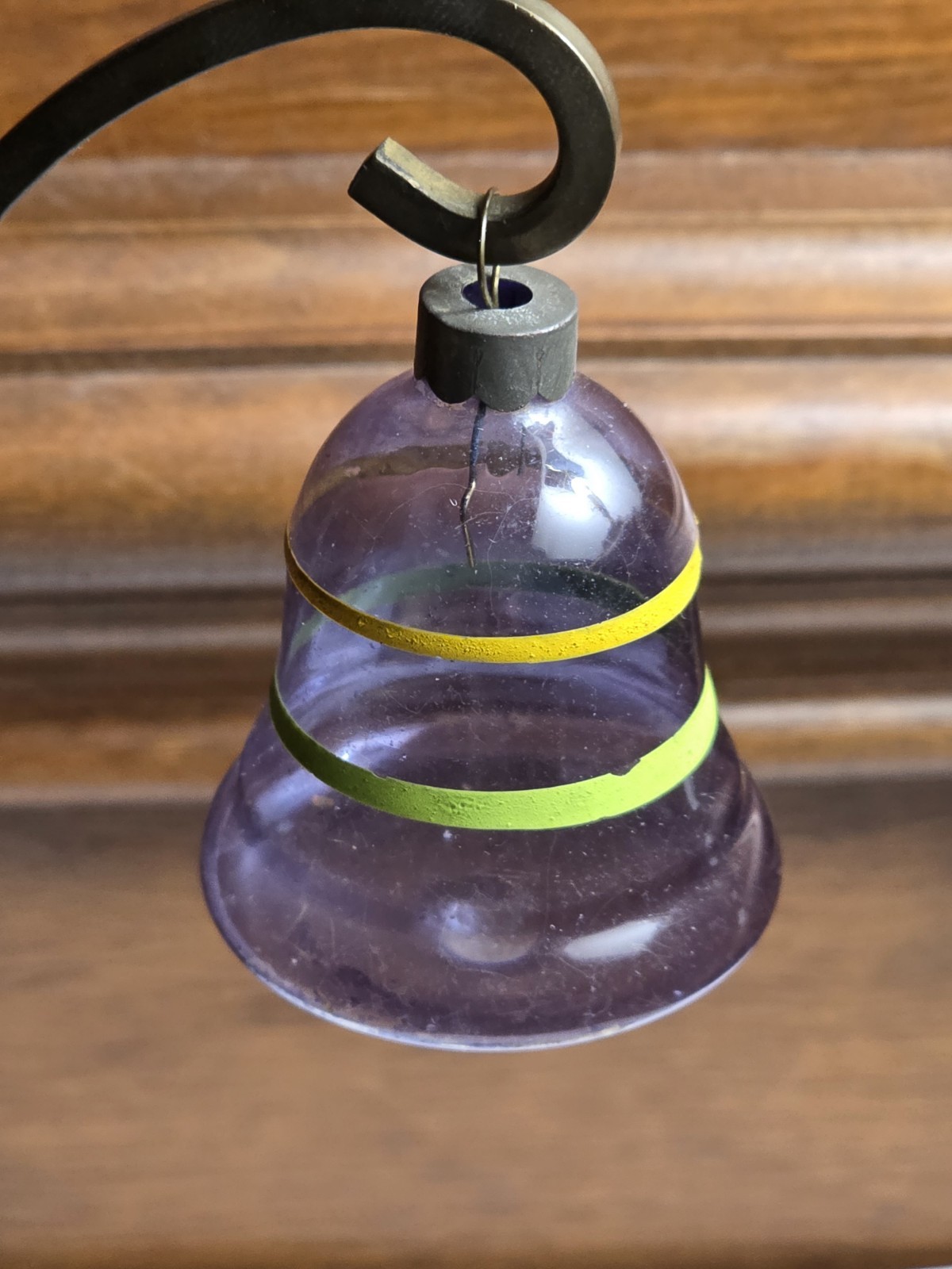 Vintage Premier Purple Unsilvered Glass WWII WW2 Striped Christmas Ornament