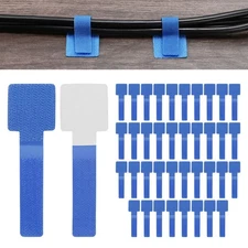 40-Pack Cable Clips, Enhanced Self-Adhesive Cord Straps Organizers [Blue]